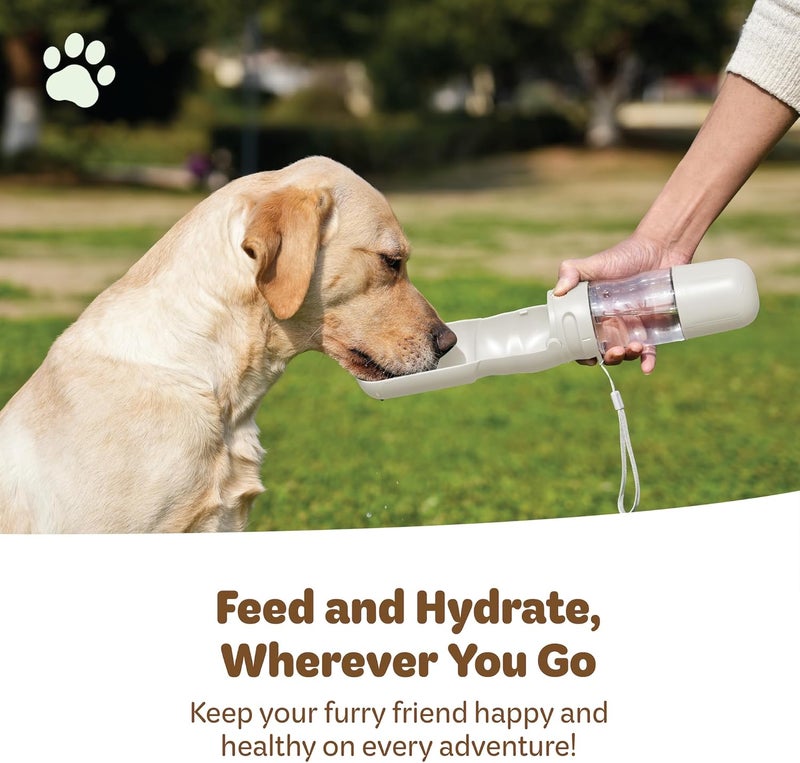 desired tools Desired Things Portable Pet Food and Water Dispenser, 2 in 1 Cat & Small Dog Water Bottle & Food Container, Lightweight, BPA Free Pet Water Bottle Traveling Essentials for Walking & Hiking - White - Image 5